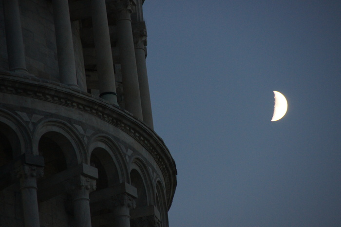 moon by Leaning Tower