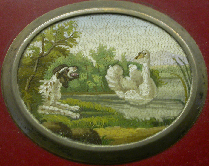 Vatican, miniature mosaics, Springer spanial and swan