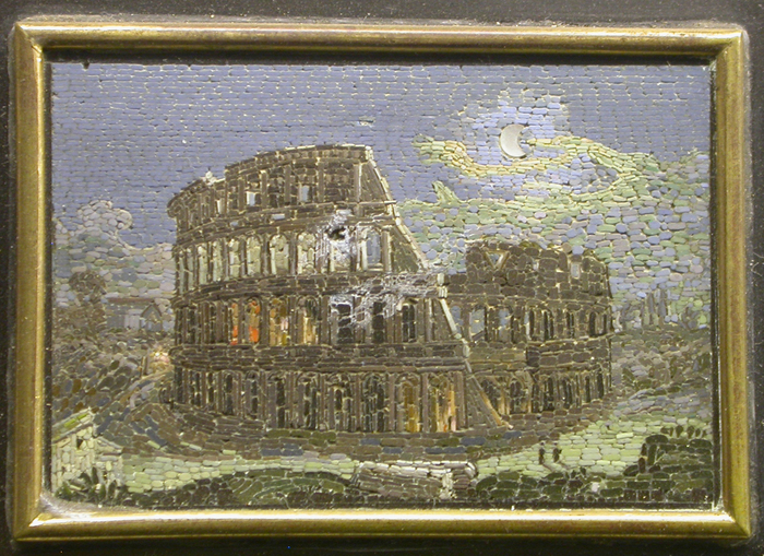Vatican, miniature mosaics, coloseum at night